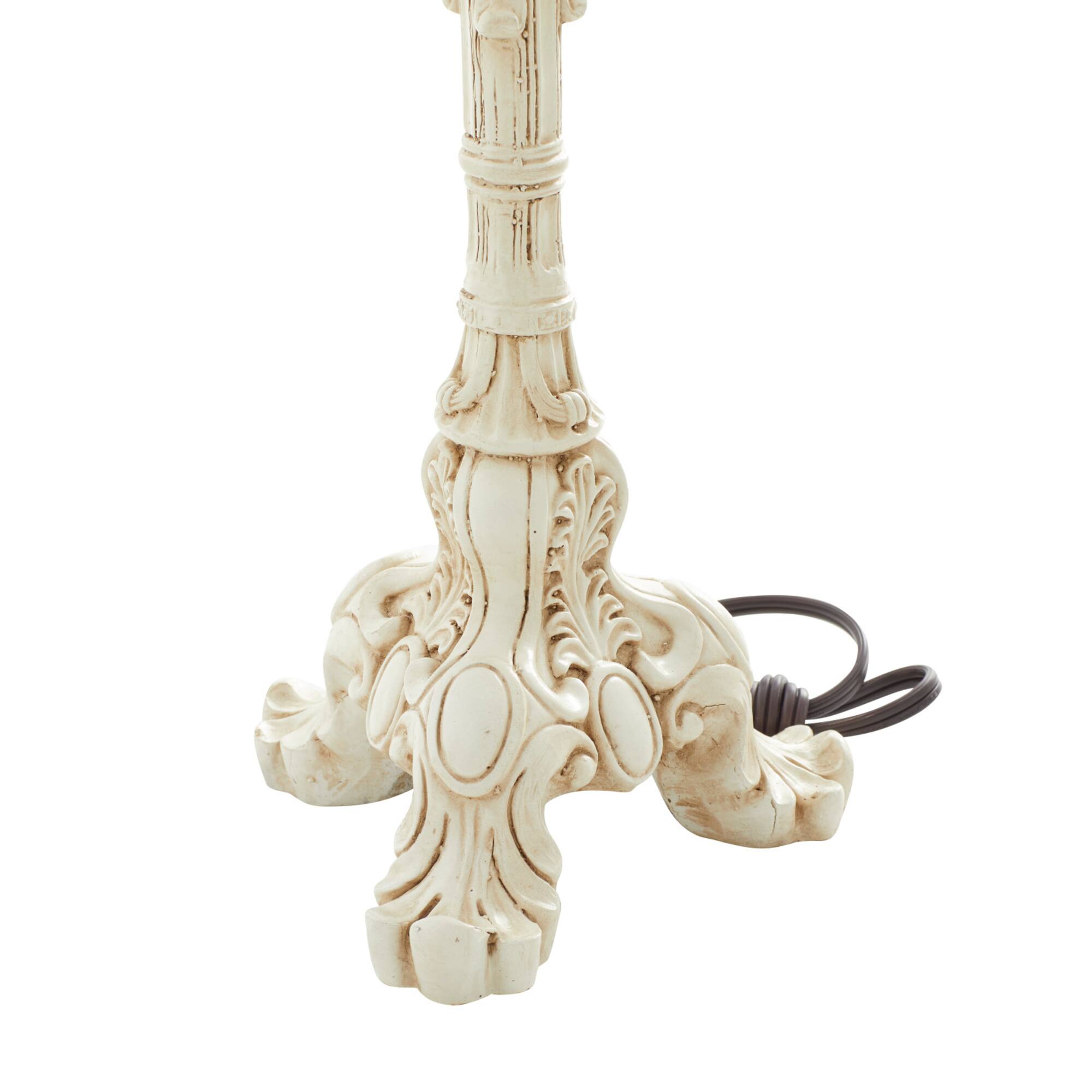 White Polystone Coastal Buffet Lamp 7" x 7" x 31"